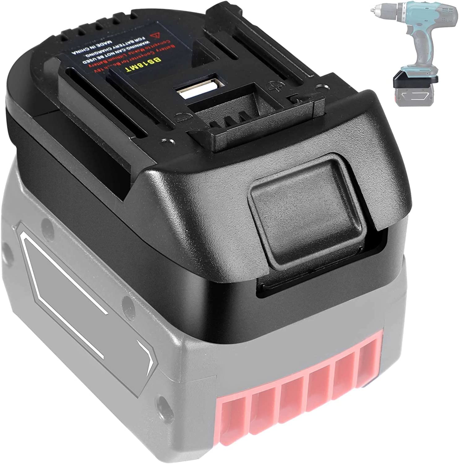 TPDL BS18MT Akku Adapter auf für Makita 18V Elektrowerkzeug, Akku Konverter für Bosch Professional 18V System GBA Akku auf für Makita18V Li-Ion Elektrowerkzeug (Nicht PBA) - 4