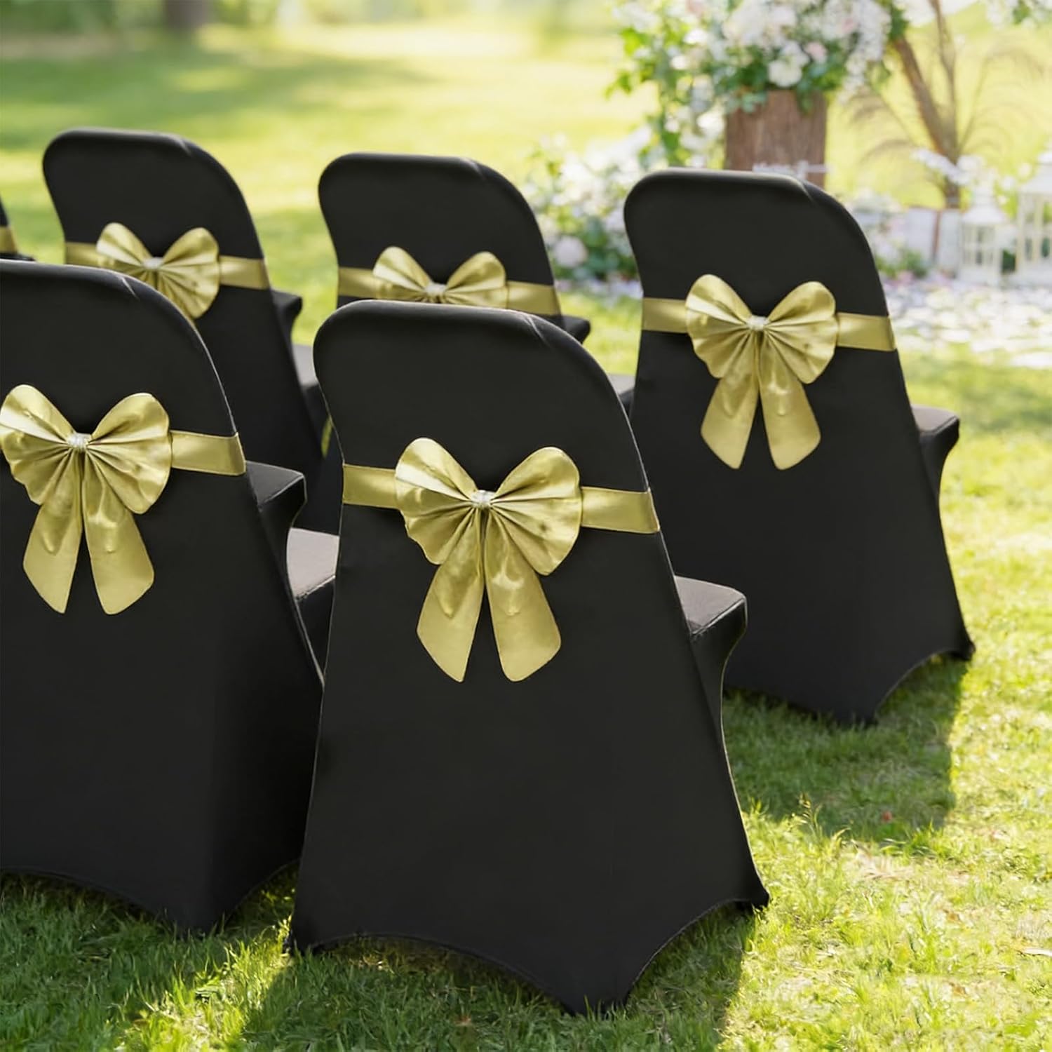 Asnomy Stretch Spandex Folding Chair Covers 50PCS Universal Fitted Chair Cover,for Wedding Party,Dining and Outdoor(Black,50 PCS)