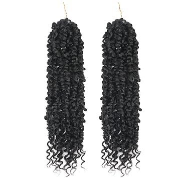 2 Pack Pre-twisted Passion Twist Hair 14 Inch Natural Black Passion Twist Crochet Hair, Pre Looped Crochet Passion Twist Crochet Braids Bohemian Crochet Hair