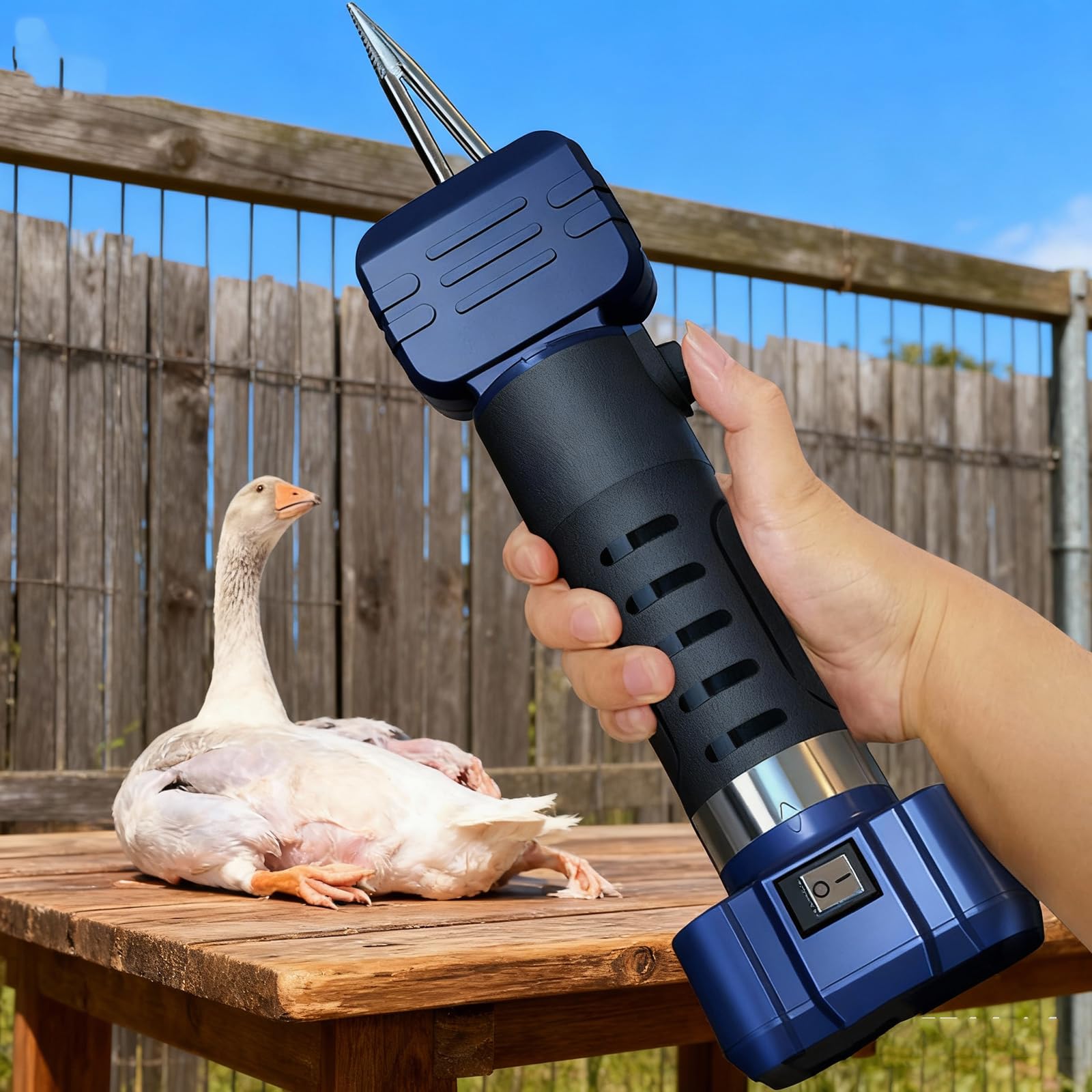 MRKU Electric Handheld Chicken Plucker Machine,Rechargeable Defeathering Device with Adjustable Cone Head,10000 RPM,Easy to Operate