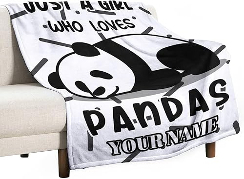 Miniatura 113 de Manta de panda personalizada con nombre, 30 x 40 pulgadas, bonita manta para niños, mantas de felpa suave colorida para sofá, oficina
