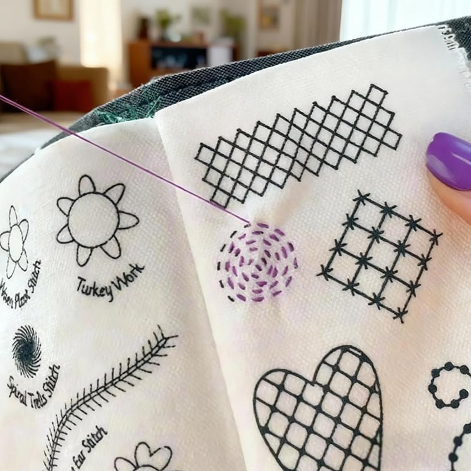 Embroidery Stitch Book Kit, Stitch Book Embroidery Kits for Beginners, Embroidery Books of Stitches on Linen Fabric, Comes with a Complete Toolkit and Instructional Tutorial