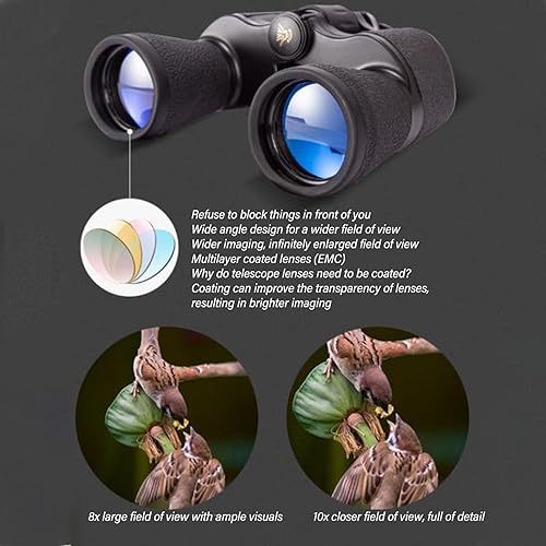 Miniatura 3 de 10x Magnification Binoculars with Large Aperture Objective Lens, 10x Telephoto Lens, Multi Layer Coating, for Bird Watching and Long Distance