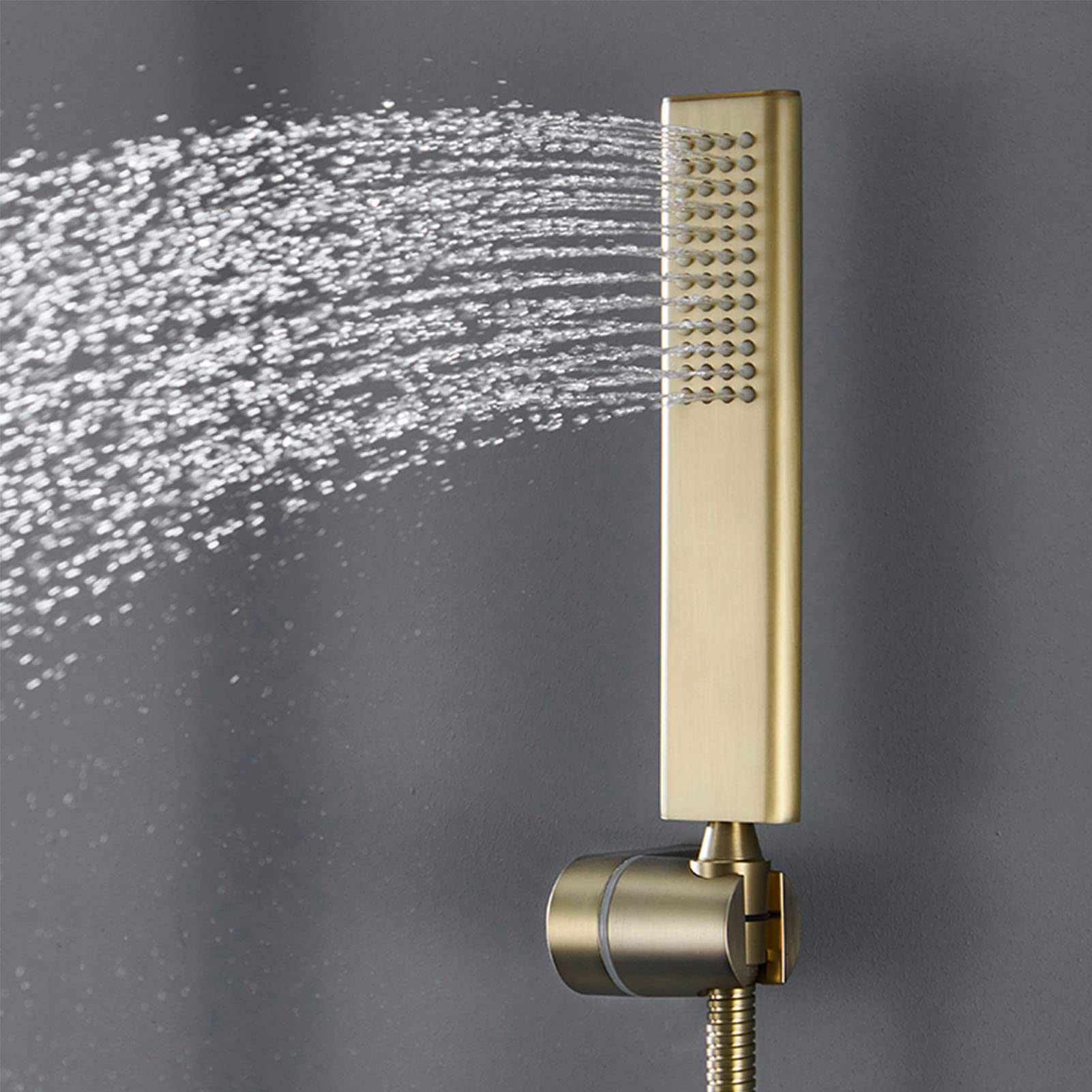 MOCHAMIK Brushed Zestaw termostatycznej baterii prysznicowej do montażu na ścianie deszczownica z uchwytem natryskowym bateria wannowa z natryskiem elegancki sprzęt łazienkowy do spa
