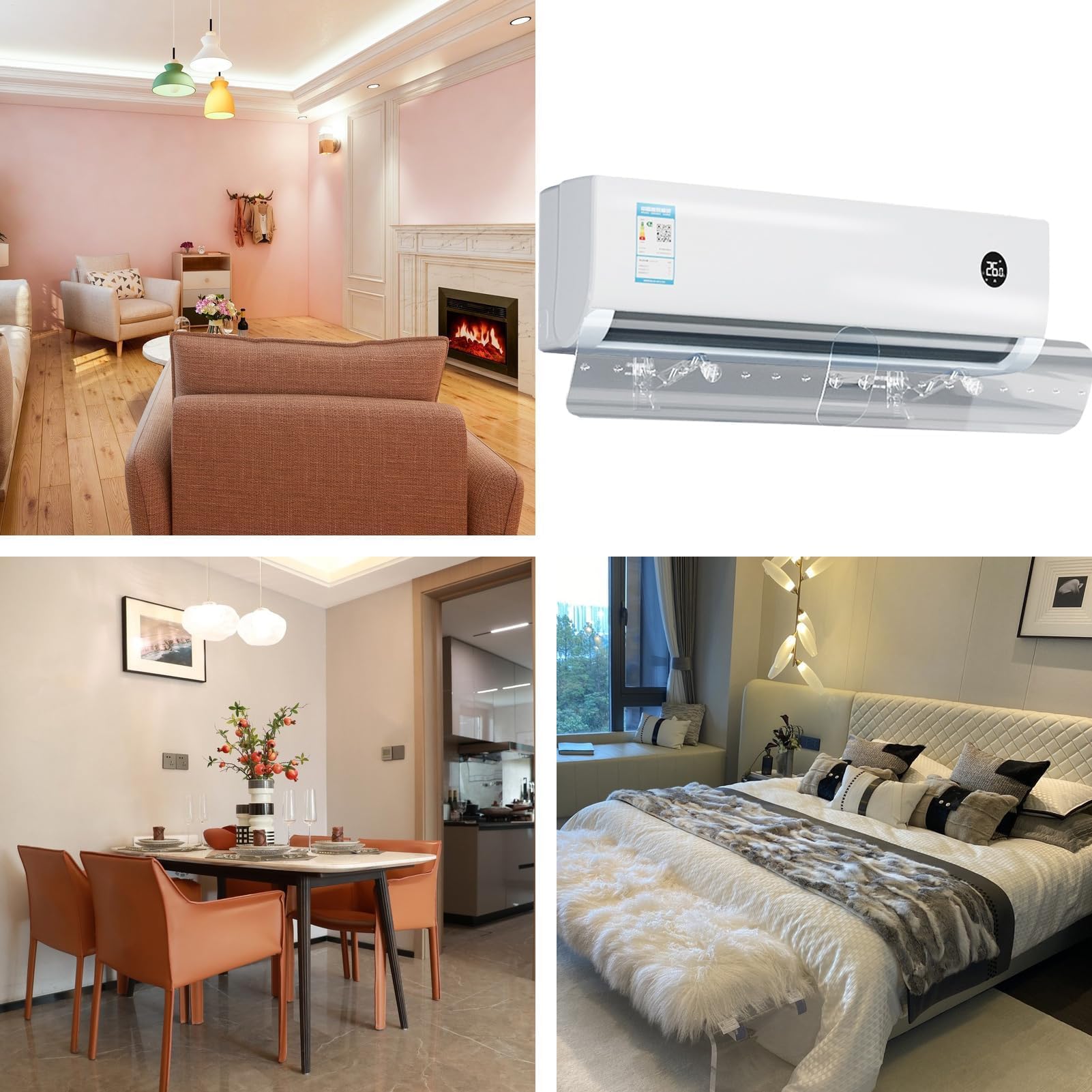 Aire acondicionado retráctil | Guías de flujo de aire ajustables - Aire acondicionado de pared para salón y dormitorio - Confort en verano e invierno