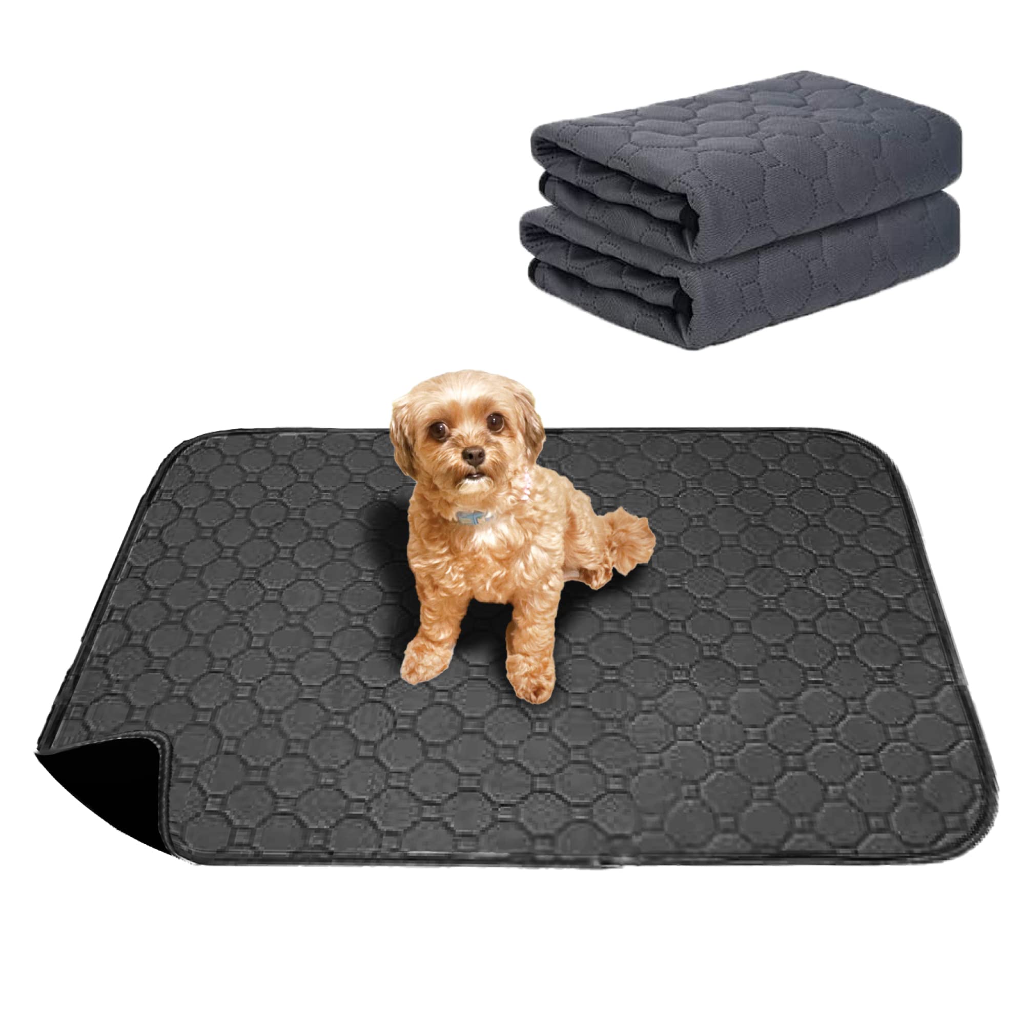 (ソメイエ) 洗えるペットシーツ 老犬おもらし対策 トイレの周りに置くペットマット 防水マット 犬用トイレ マット 犬用 おしっこシート  100×70cm 無地グレー 2枚セット