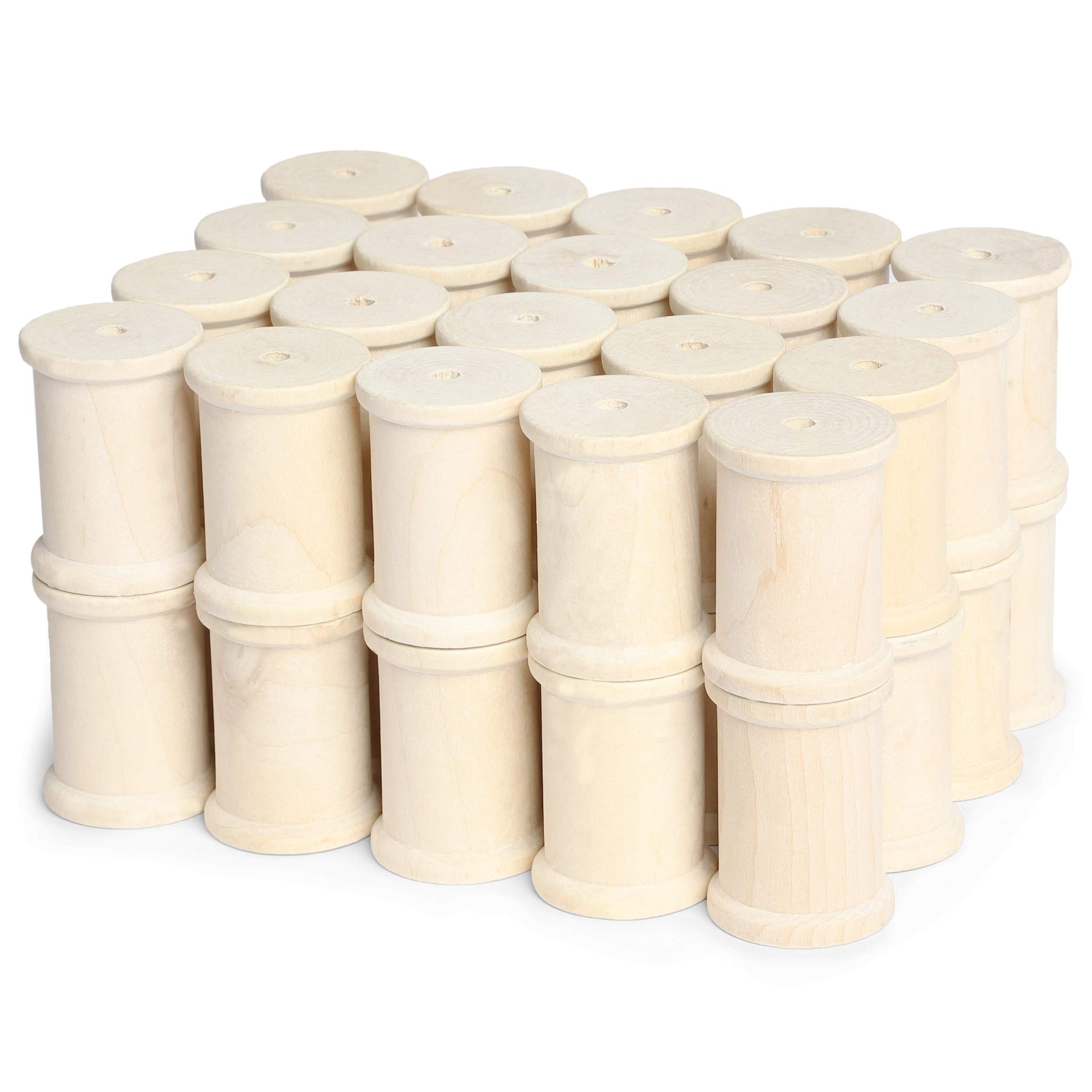 Carretes de madera grandes sin terminar para manualidades (1.5 x 2 pulgadas, 40 unidades)