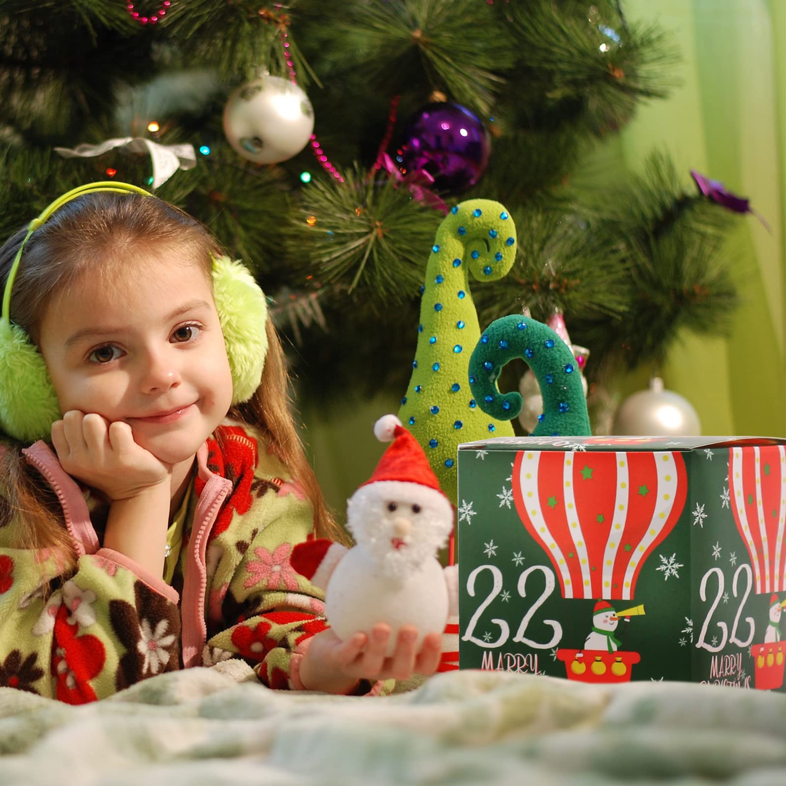 Calendrier de l'avent 2025 24 caisses, pochettes cadeaux pour calendrier de l'avent 7 x 7 x 7 cm pour Cadeau Noël Biscuits Chocolat Bonbons Jouets (Boîte)