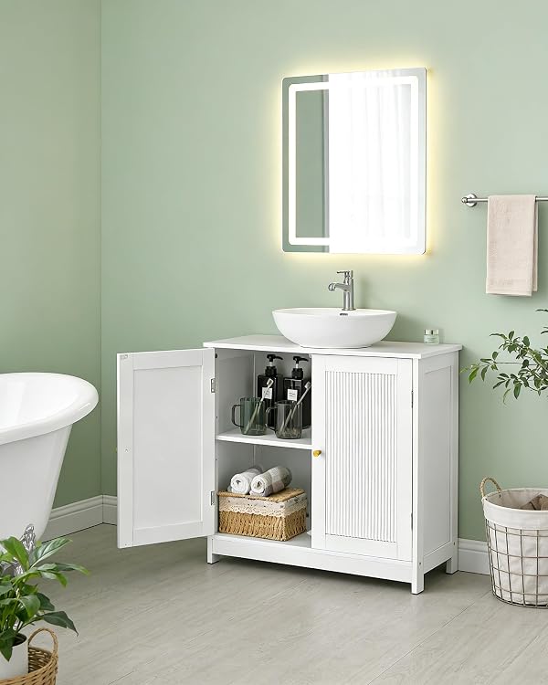Cozivellia Bathroom Vanity Sink Cabinet, Under Sink Storage Cabinet with 2 Doors, Waterproof Pedestal Sink Cabinet for Bathroom, Laundry Room, Kitchen, White with Adjustable Shelf by Cozivellia - Used condition - Image 3