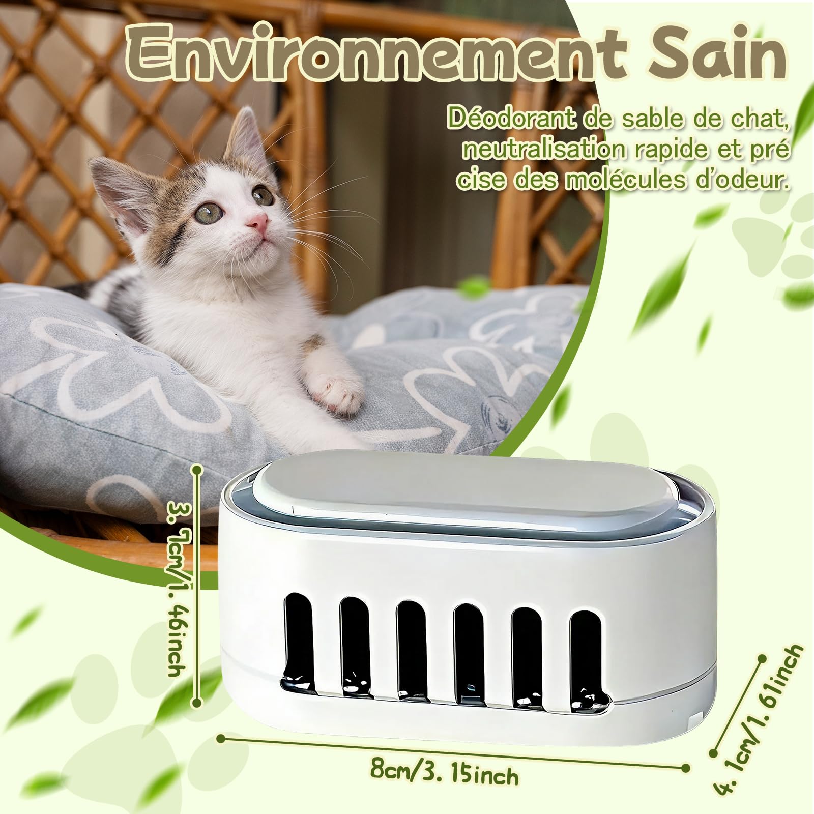 3 pièces Désodorisant pour Litière pour Chat, Éliminateur d'Odeurs pour Litière Chat, éliminateur D'odeurs pour bac à litière pour Chat Animaux de Compagnie Coussinets pour Animaux