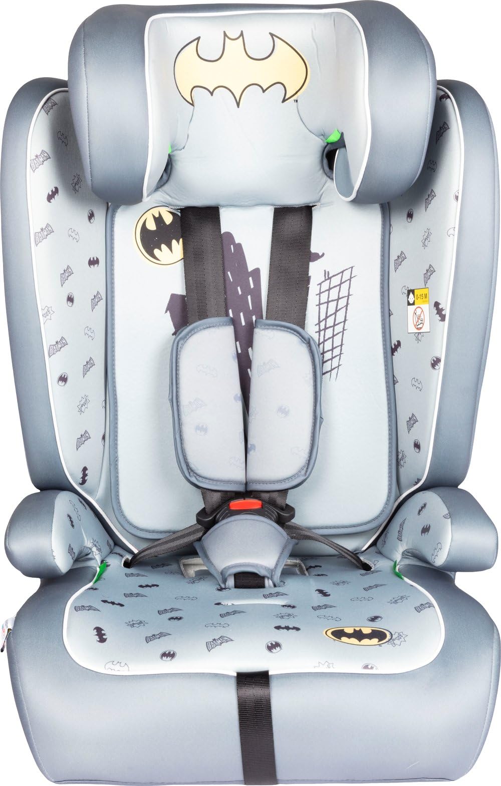 Asiento De Coche Dc Comics Batman I-SIZE R129. Asiento De Seguridad Para Niños Con Una Altura De 76 A 150 Cm. Reposacabezas Y Acolchado Ajustables