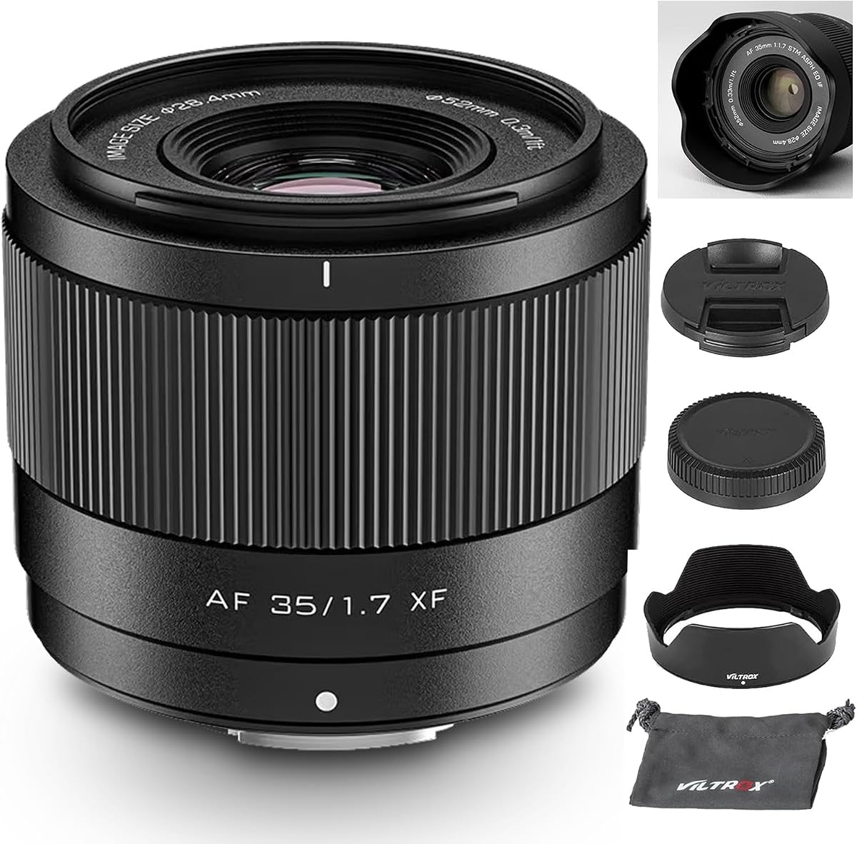 VILTROX 35 mm F1.7 XF Lente de montaje, gran apertura APS-C STM Auto Focus Prime Lente para Fujifilm Fuji XF-Mount X-E4 X-H1 X-Pro3 X-S10 X-T4 X-T10 X-T20 X-T30 XT30II X-T200 X-H2 X-H2S X-T5 X-S20 X-T50 X-M5
