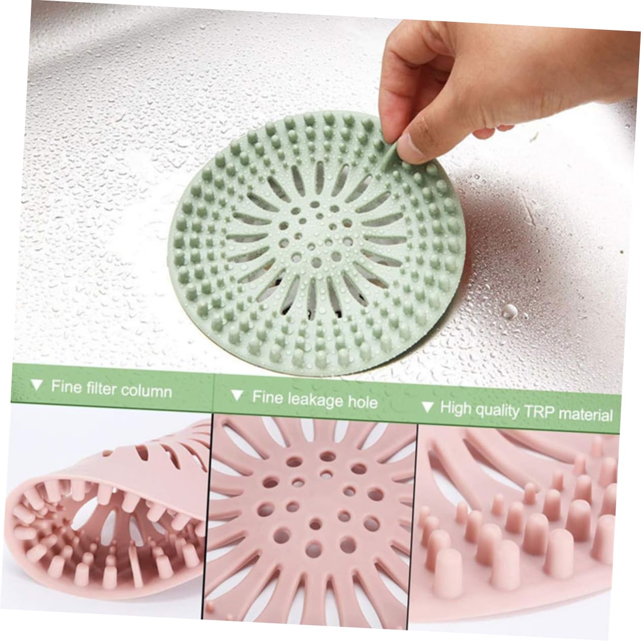 Silicone Sink Strainer Shower Drain Hair Catcher Scarico for Lavandino e Vasca in Silicone Raccogli Capelli Multicolor 13,2x13,2 cm 5 Pz(As Shownx3pcs,13.2X13.2CMx3pcs)
