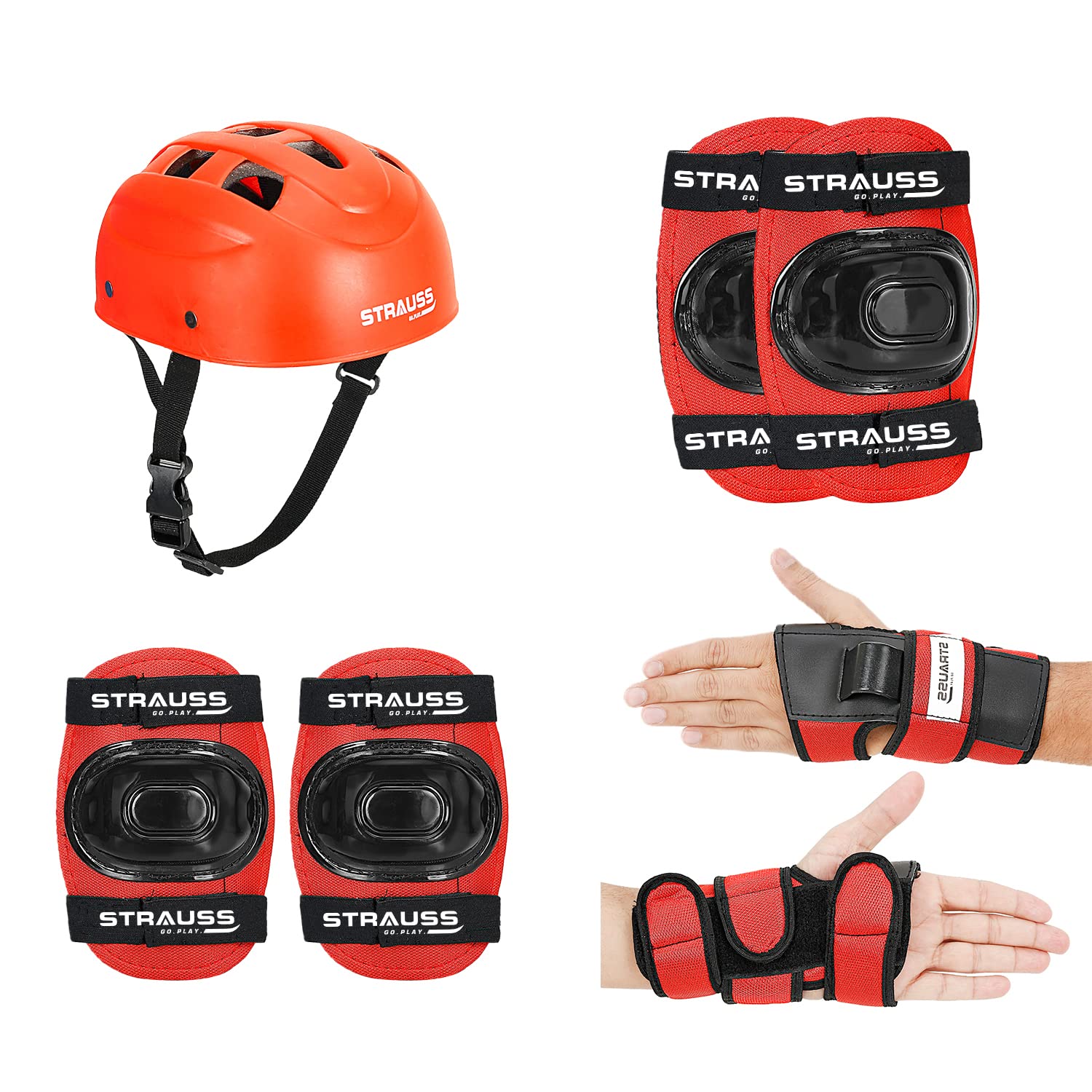 Strauss Professional All-in-One Protective Gear Set |4 Pieces for Roller Skating,Skateboarding,Inline Skating,Cycling & Running|Safety Gear for Boys & Girls|Complete Protection Kit|Size: Senior,(Red) (B0C288D28X) Amazon Price History, Amazon Price Tracker