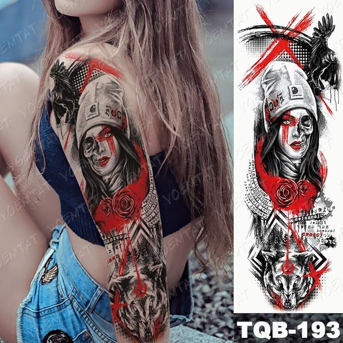 Amazon 大腕スリーブタトゥー悪魔ピエロ芸者サムライ防水一時的なタトゥーステッカーポーカースターボディーアートフルフェイクタトゥー女性 タトゥーシール 通販 Amazon 大腕スリーブタトゥー悪魔ピエロ芸者サムライ防水一時的なタトゥーステッカーポーカースターボディーアートフルフェイクタトゥー女性 タトゥーシール 通販