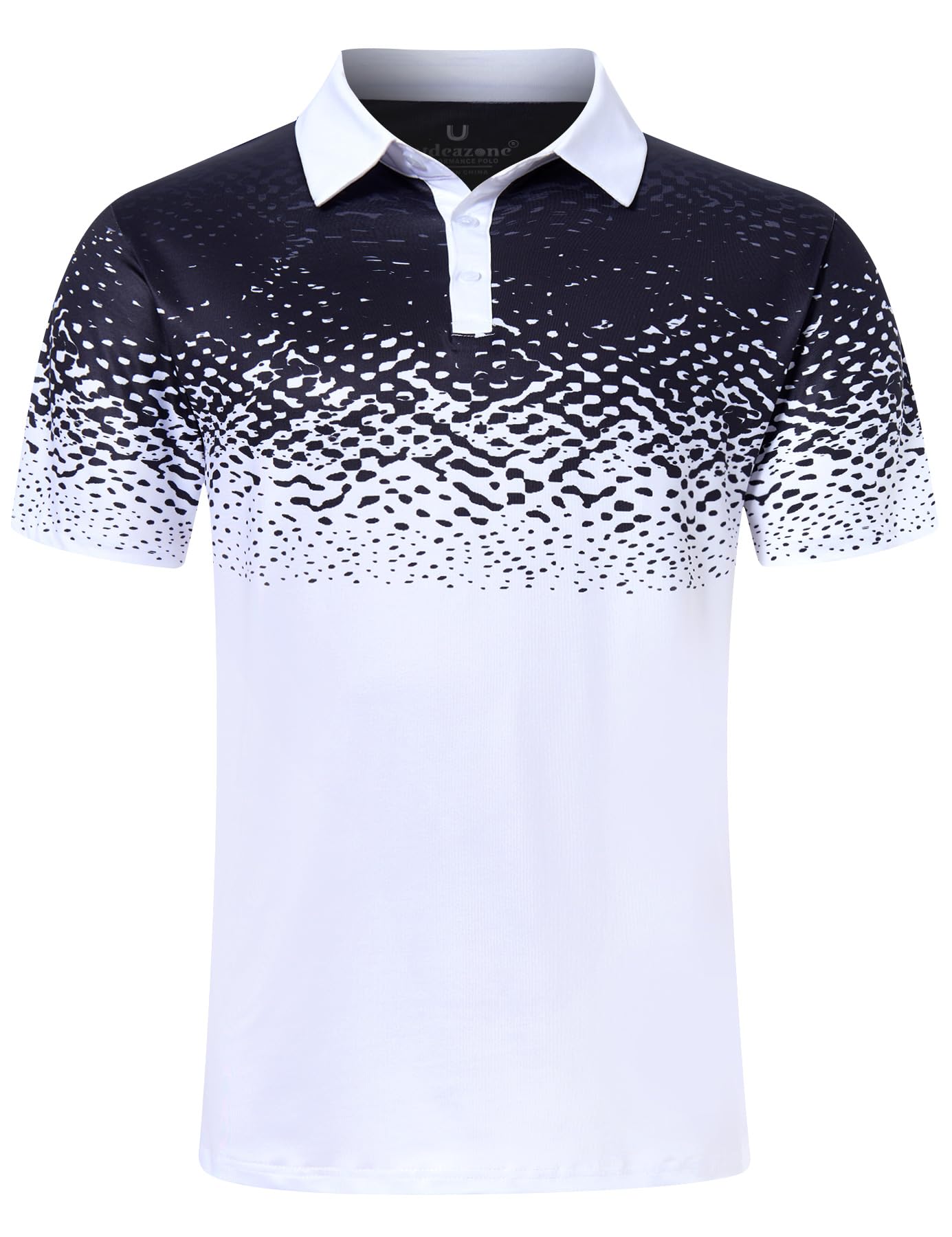 uideazone Mens Golf Shirt Dry Fit Athletic Polo Shirts Moisture Wicking Performance 3D Print Short Sleeve