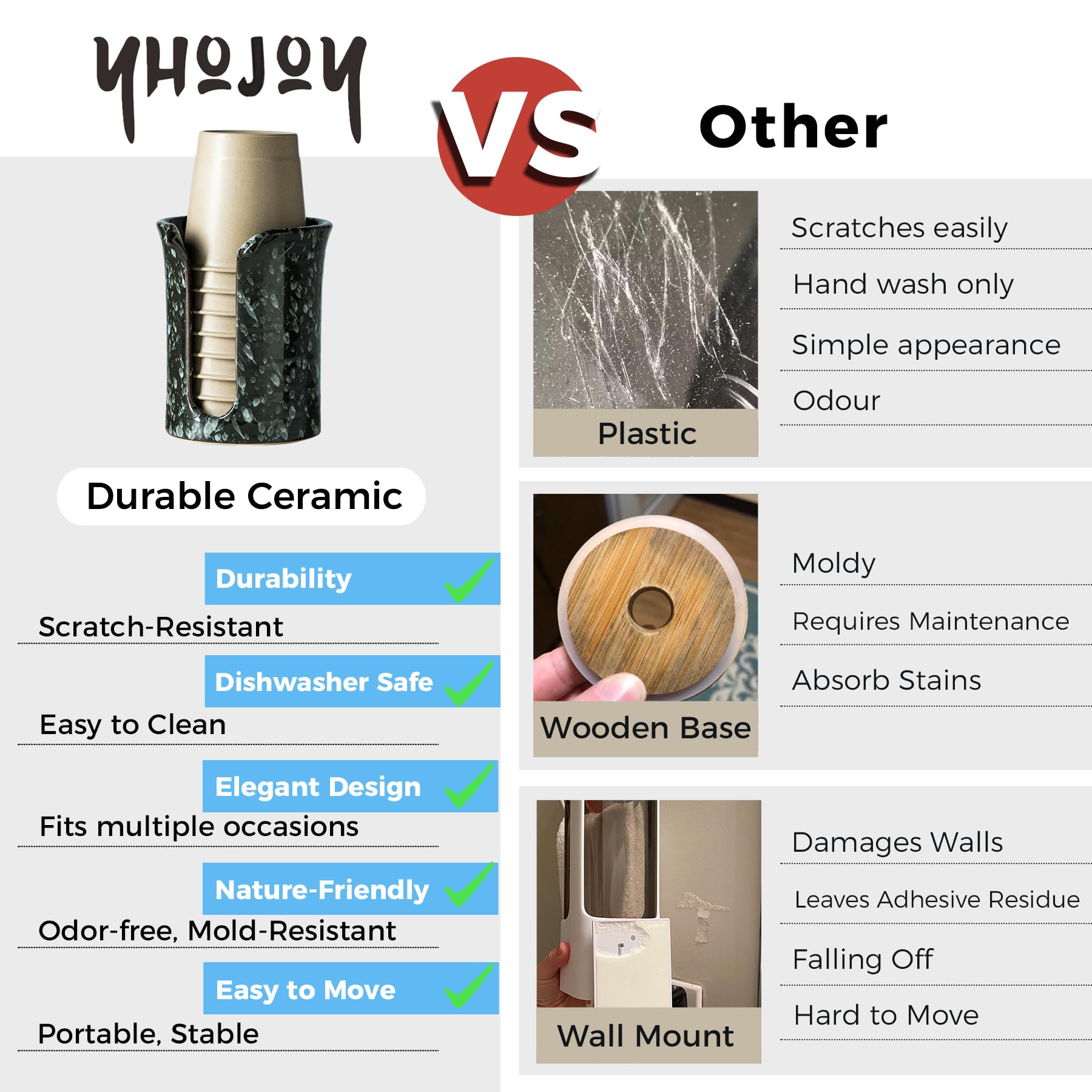 Dispensador de vasos de baño, soporte de cerámica para vasos de baño de 3 onzas, dispensador de vasos de enjuague bucal, pequeño soporte de papel desechable para encimera de tocador de baño,
