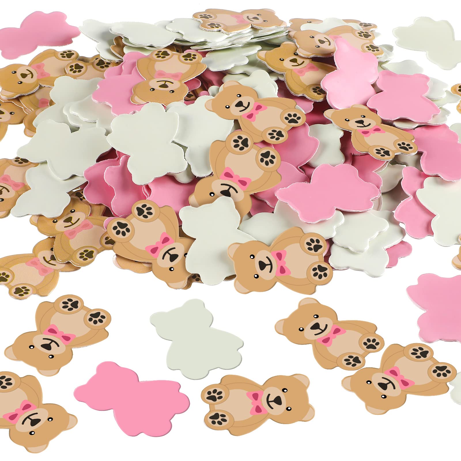 Threan 300 Pcs Bear Confetti Paper Confetti, Beige, Pink