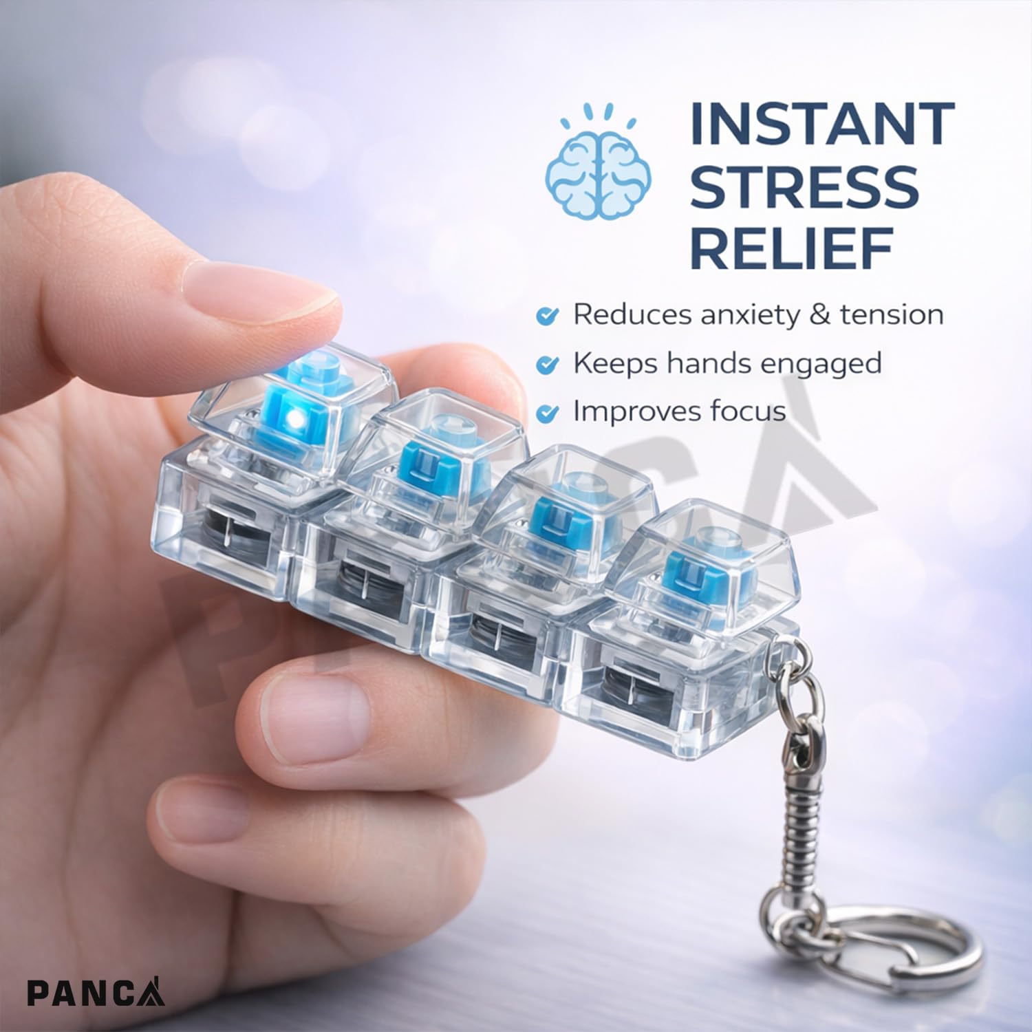 PANCA Clicky Fidget Keychain - Stress Relief & Tactile Feedback -2 PANCA Clicky Fidget Keychain - Stress Relief & Tactile Feedback -2