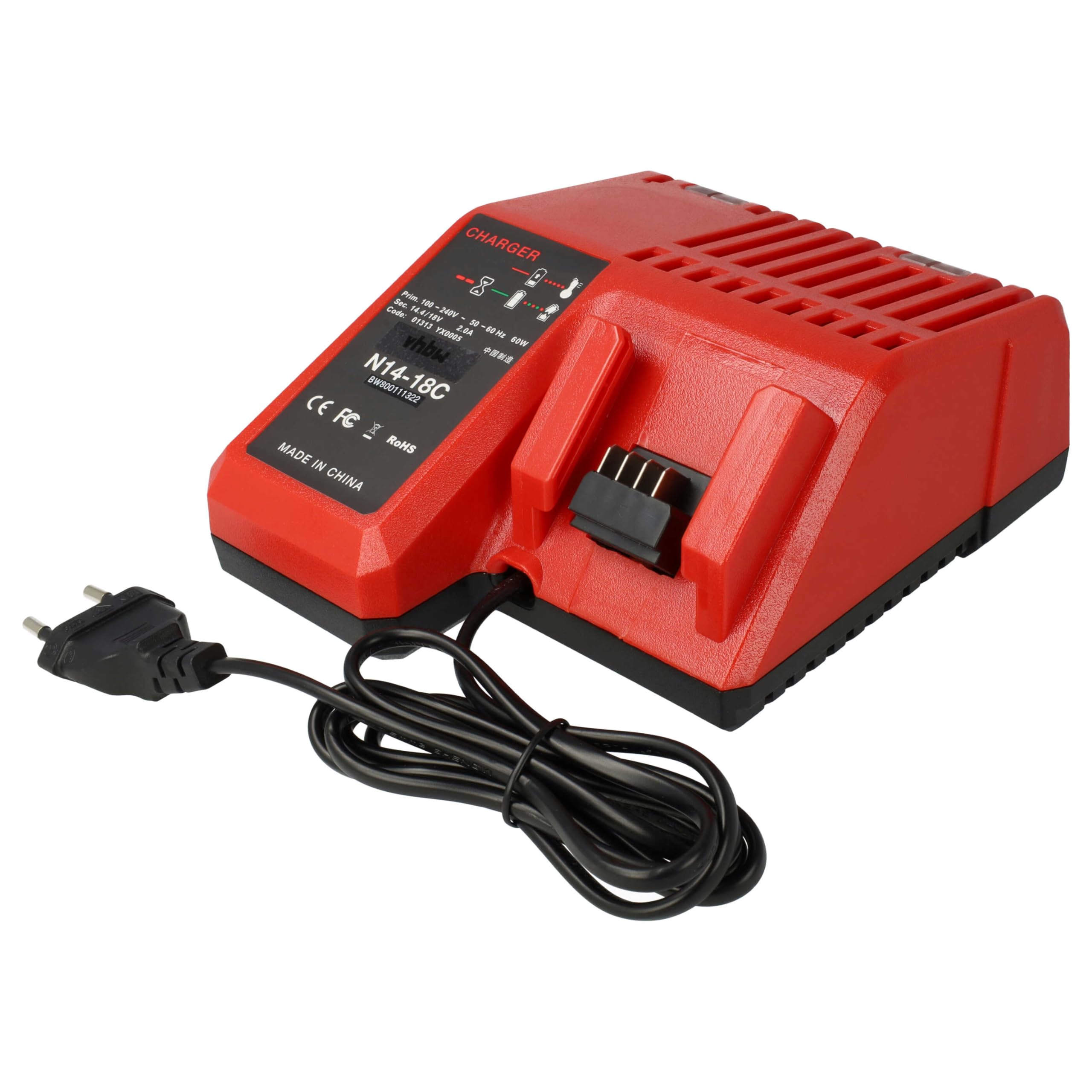 vhbw Cargador Compatible con BTI Dispositivos de 18 V Desde 4/2013 Herramientas Li-Ion - batería, 80 W