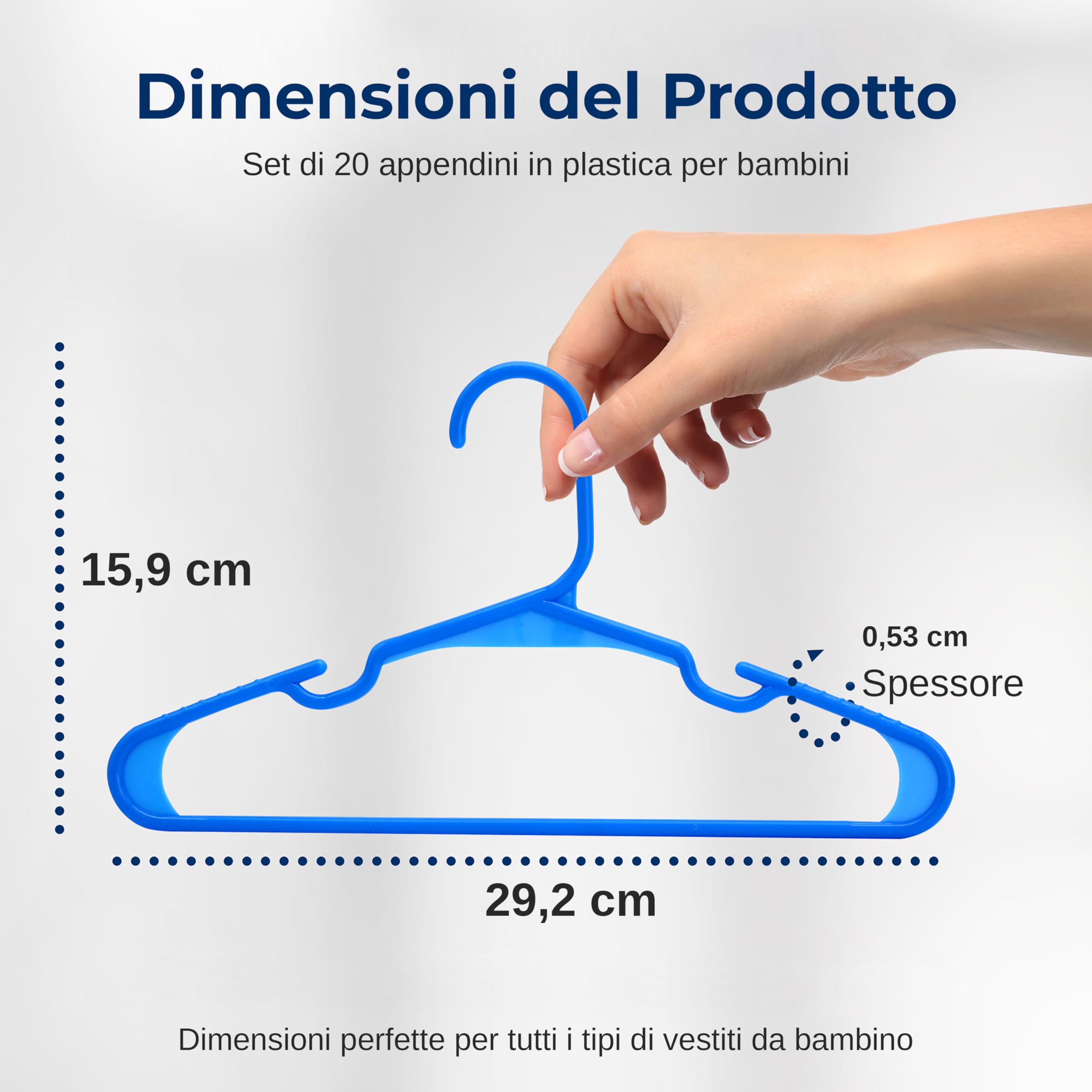 SereneLife Appendiabiti Bambini 20 Pezzi Antiscivolo Salvaspazio Blu
