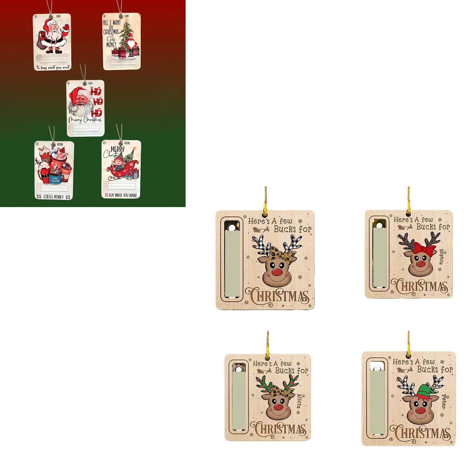 Jazuaiao Recyclable Christmas Themed Tree Money Clip 7PCS Set Home Decoration for Festives Atmospheres Creation Holiday Decoration