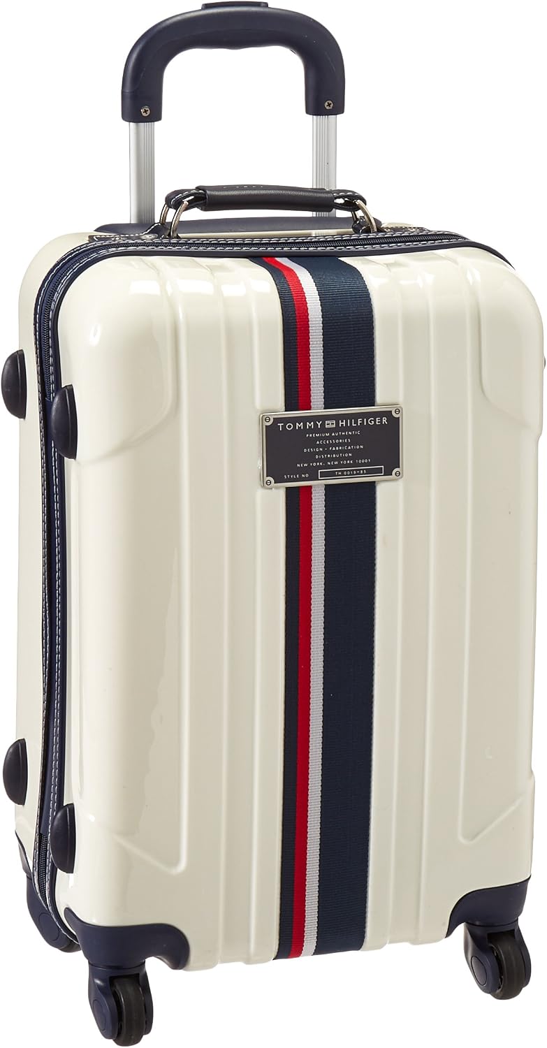 Tommy Hilfiger Lochwood Hardside Spinner Luggage, White, 21 Inch