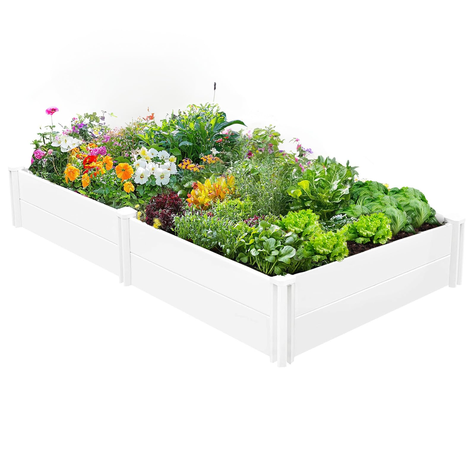 Snapklik.com : PASAMIC Durable Vinyl Raised Garden Bed, 8x4x1ft Raised