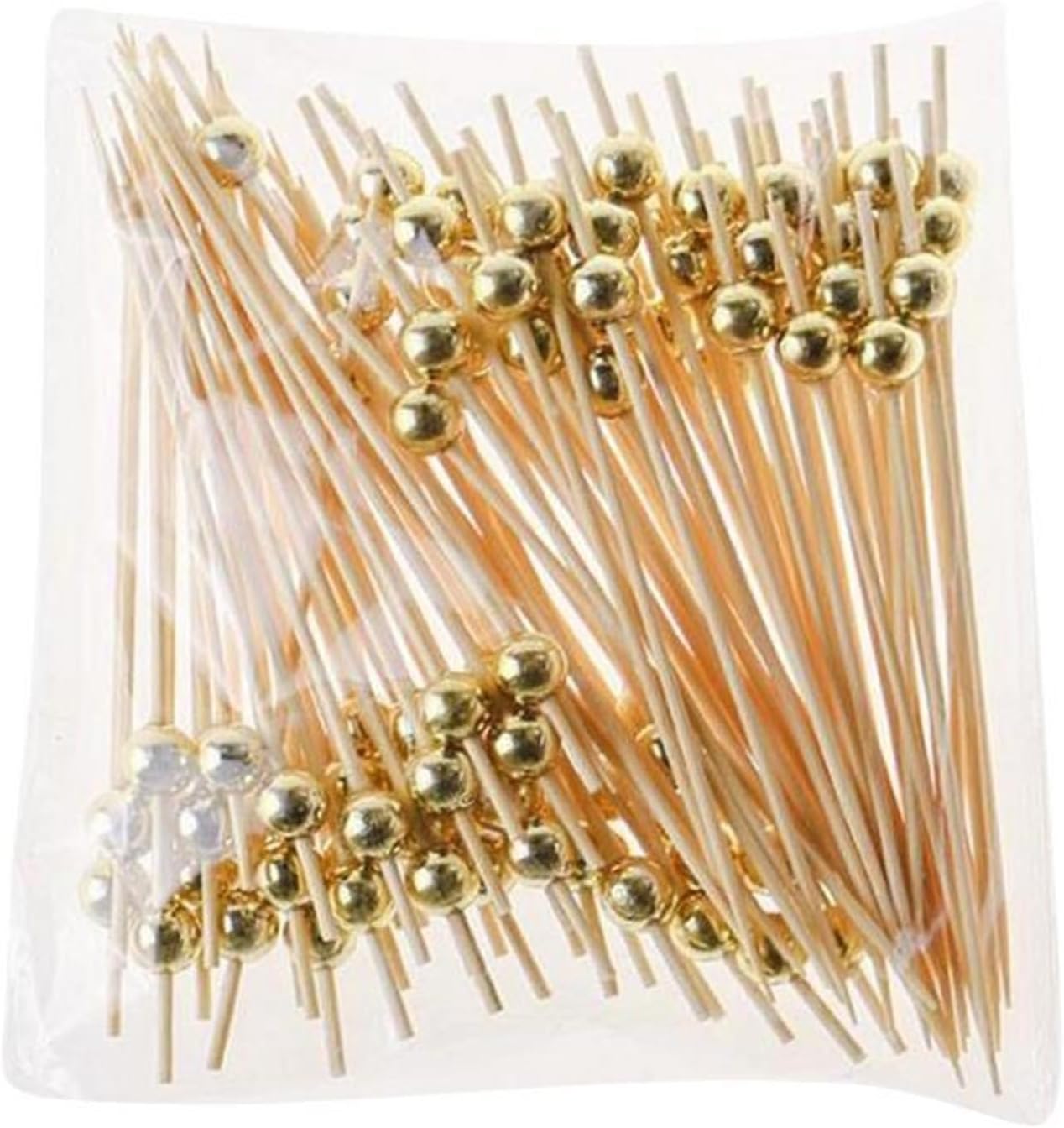 Cocktail Picks 1000pcs Bamboo Fruit Sticks Disposable Toothpicks Supplies(Gold)