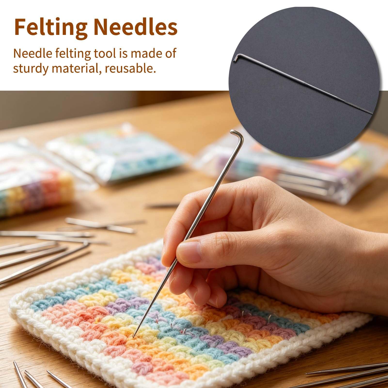 100 pezzi aghi da infeltrimento, aghi da infeltrimento in lana Strumenti per infeltrimento in lana Strumenti per infeltrimento con aghi in feltro Starter kit Accessori per (middle needle)