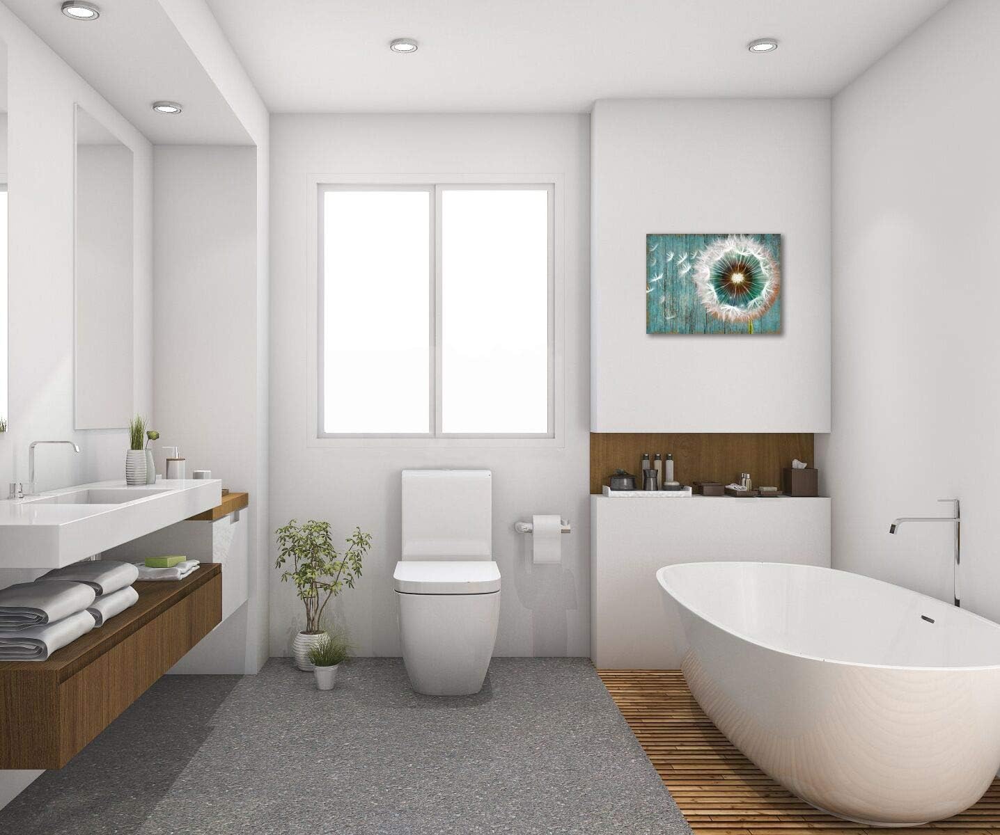 Flash Deals - 80% OFF Dandelion Wall Art Bathroom Wall Decor Rustic Wall Decorations Artwork Bedroom Canvas Prints Framed Pictures Size 24x36