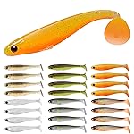 TRUSCEND 24PCS Fishing Lures for Bass Trout Crappie Versatile Paddle Tail Swimbaits Superb Soft Plastic Fishing Baits Freshwater Saltwater Bass Walleye Lure Fishing Gifts for Men