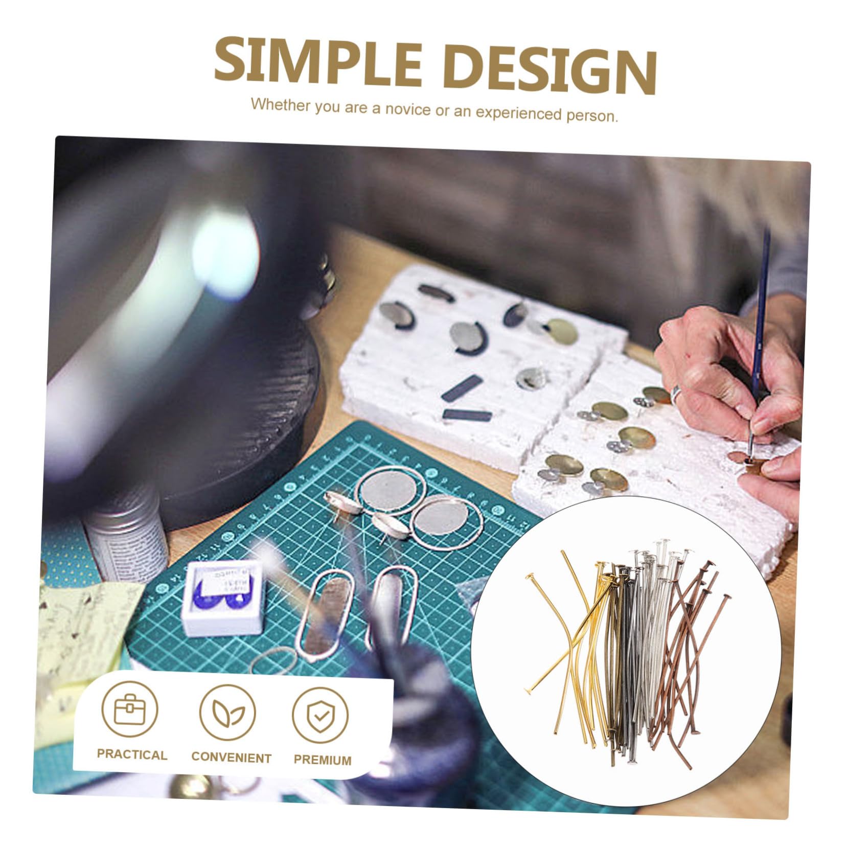 Angoily 5 Set Spillo Per Pin Sottili Forniture Numero Making Dress Tallone Piatto Fabbricazione Spilli A Testa Fai Da Te Risultati Della Creazione Di Gioielli Metallo 600 Pezzi * 5
