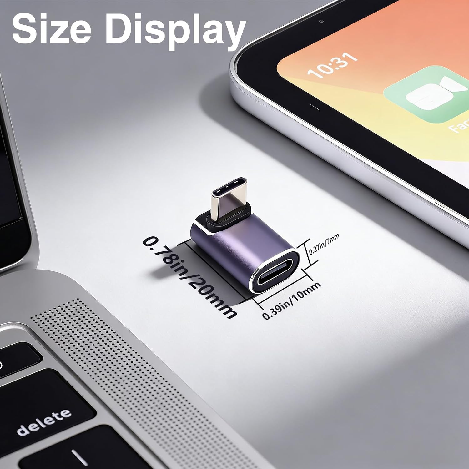 Danfetsoy 4-Pack 90 Degree USB C Adapter 40Gbps, Up and Down USB C 90 Degree Adapter 100W, Type C Male to Female Connector 8K@60Hz Video USB4 Type C Extender for Steam Deck, ROG Ally, MacBook, Phone