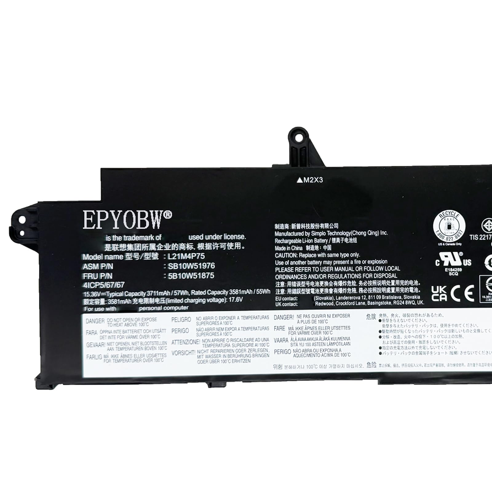 Amazon.com: EPYOBW L21M4P75 Laptop Battery 57Wh L21L4P73 L21B4P71