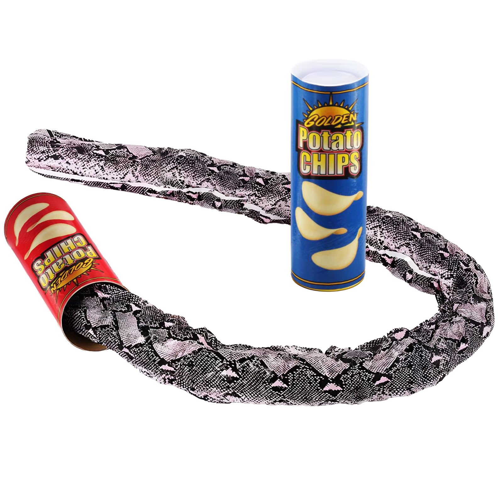 2 Pack Funny Magic Potato Chip Cans Snake Scary Prank Hilarious Chip Cans Jump Funny Surprise Trick for April Fools Day Carnival Halloween Scary Party Decoration Supplies