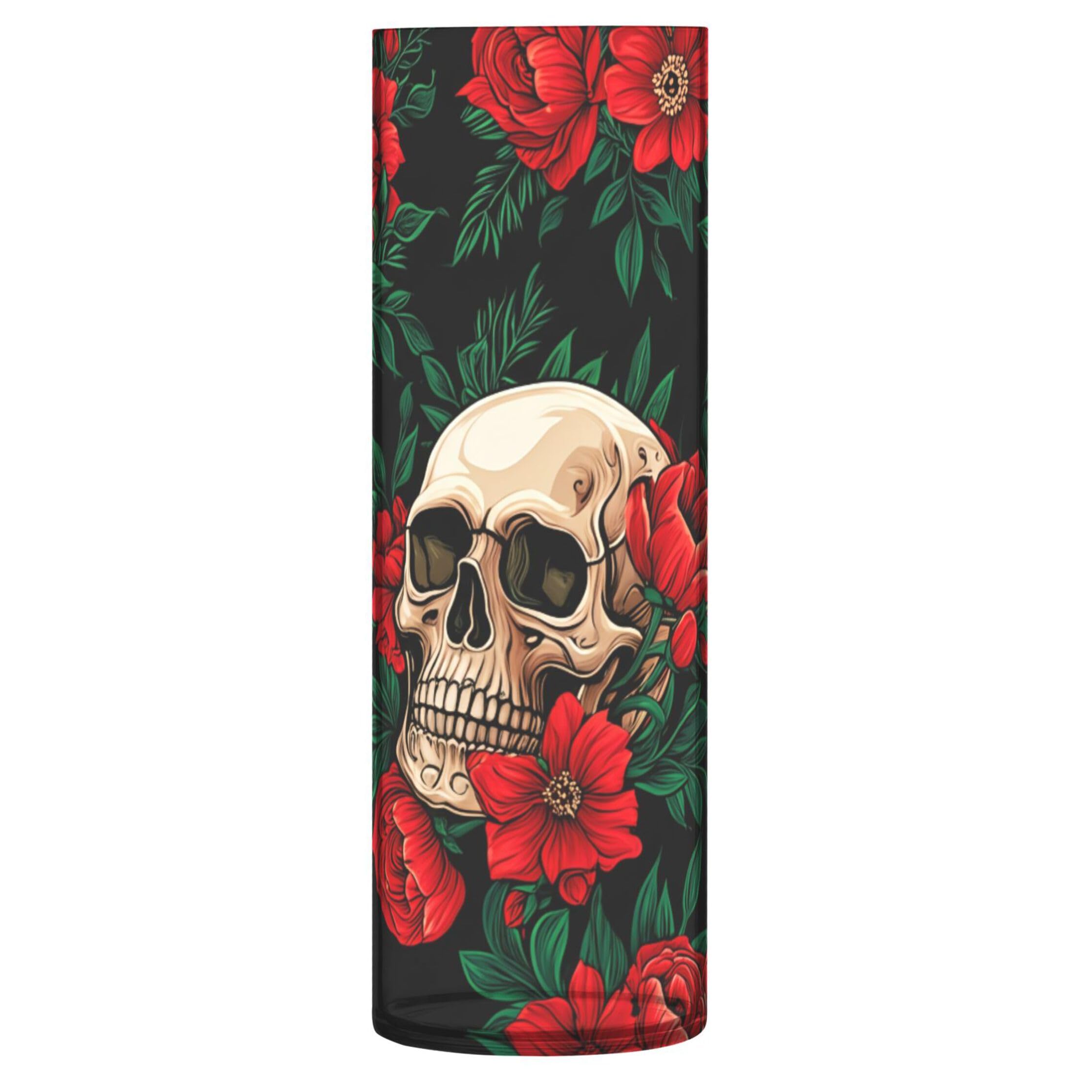 Jarrón de calaveras y flores adorno de plástico transparente estilo rústico
