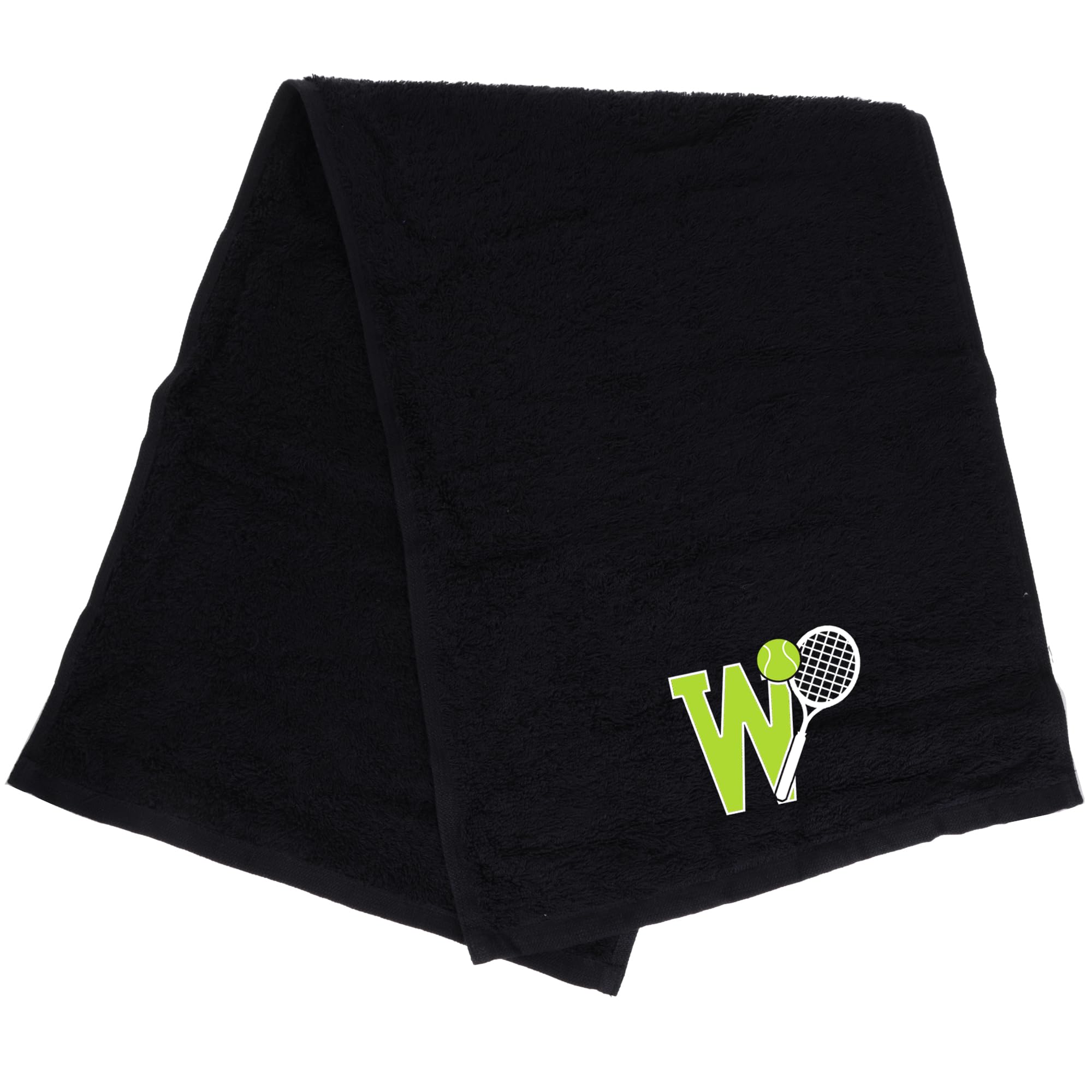 Always Looking Good Tennis Towel with Monogrammed Embroidery Initial Gift for Men & Women, Training Accessory Gift, Gym Towel Present for Tennis Players Birthday, Retirement, Christmas - Black, W