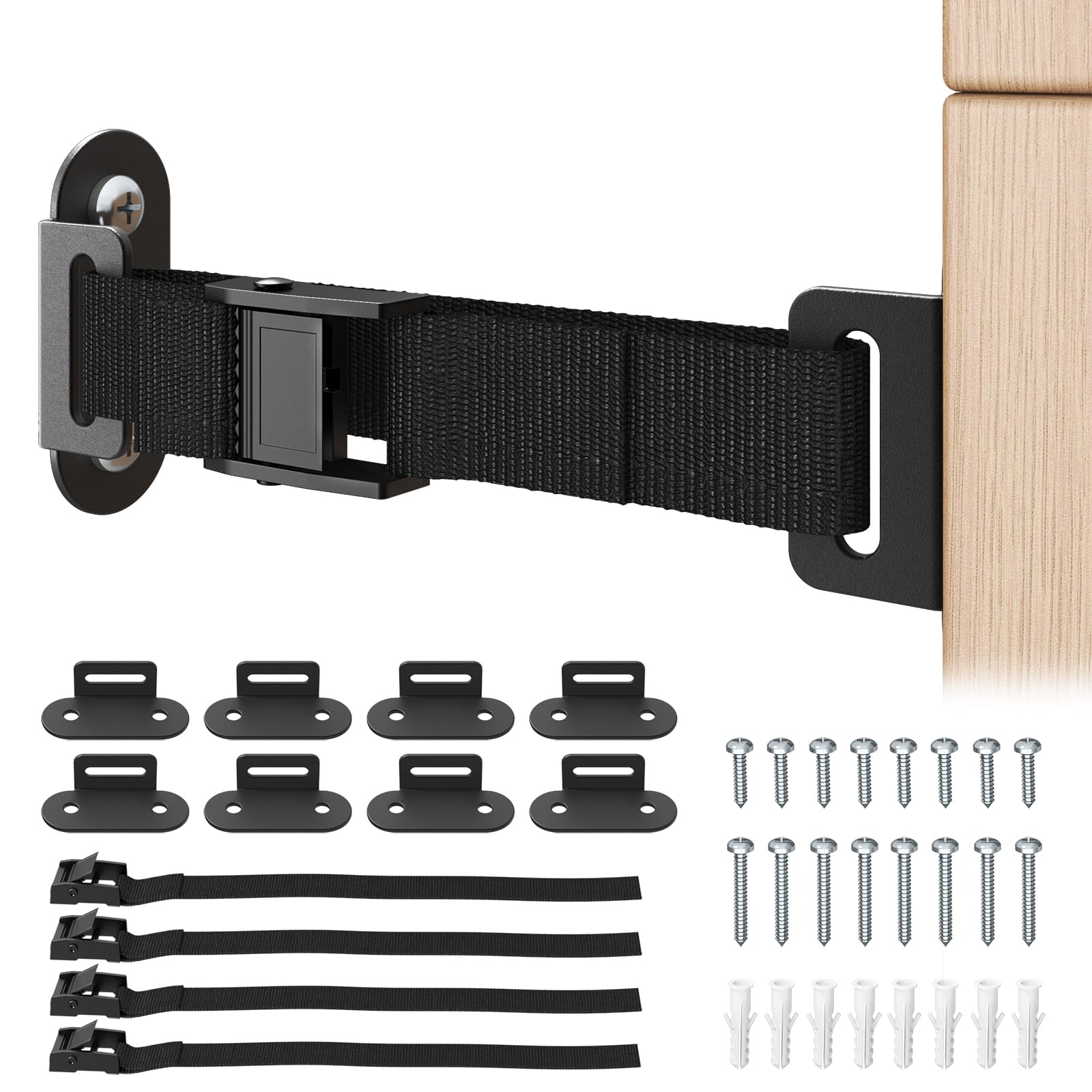 PUTORSEN Möbel Anti Kipp Gurte 4 Sets, 226 kg Tragkraft Kippsicherung möbel für Baby & Haustiersicherheit, Verstellbare Sicherheitsgurte mit Stabileren Metallverschlüssen für Kommoden,Bücherregale