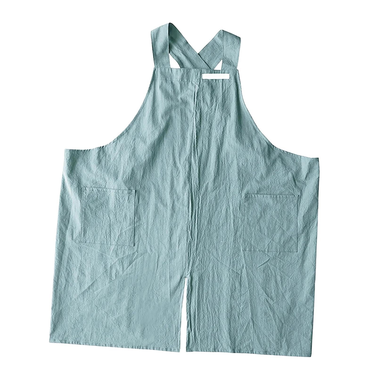 Tablier Atelier Femme Homme Tablier Cuisine Tablier Résistant à l'huile Tablier Réglable Poches Multiples Confortable Tissu Doux Adapté Au Tra, Bleu Clair