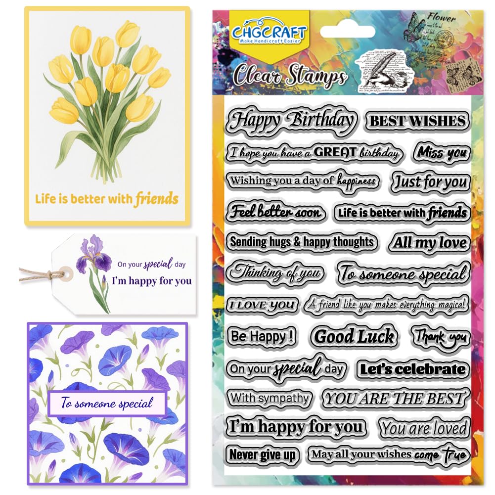 CHGCRAFT Clear Stamps Encouragement Greetings Sentences 4.3×6.3 Inch