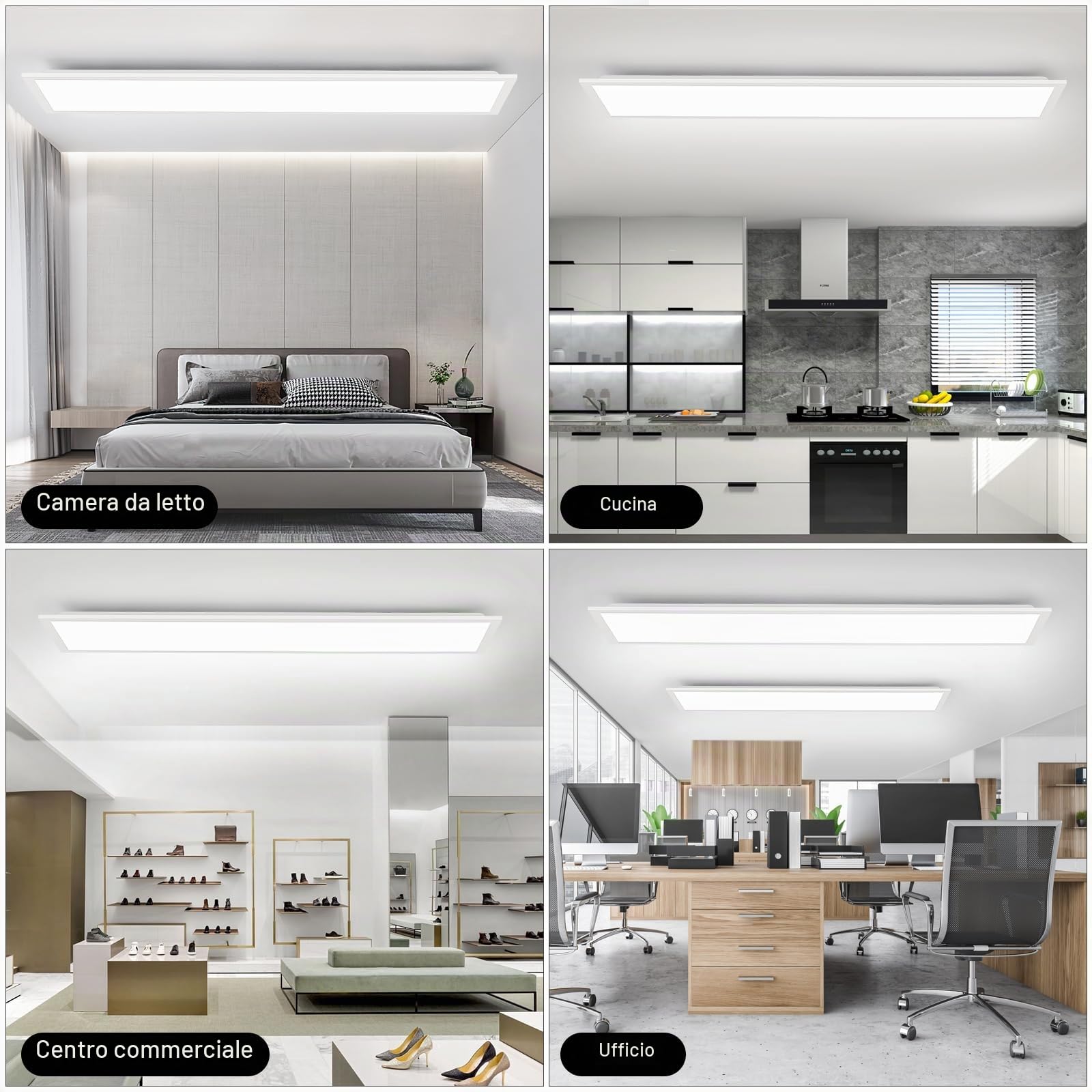 Plafoniera LED Soffitto 120x30cm Dimmerabile con Telecomando, 40W 4400lm 3000K-6500K - Pannello Luce Moderno per Soggiorno, Cucina, Ufficio e Officina