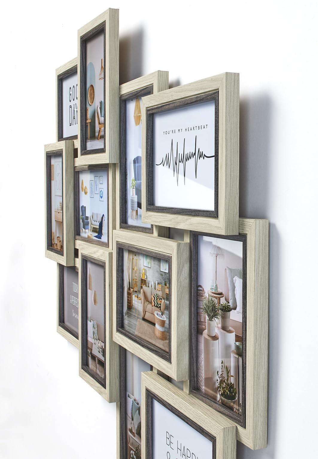Kobolo Bilderrahmen Collage AVI 61 weiß Holzrahmen für 12 5x54 cm Grau