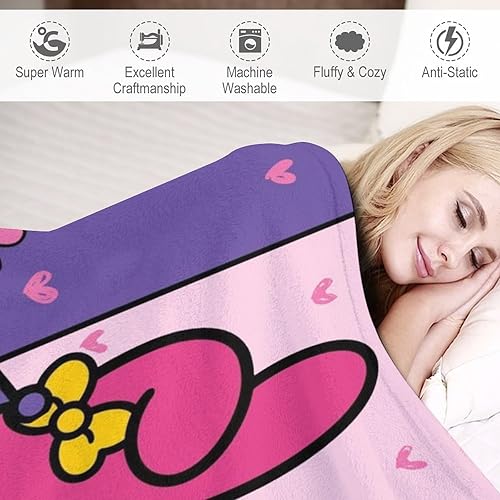 Miniatura 6 de Manta de franela, suave, acogedora y ligera, bonita manta de retazos morados, regalo para sofá, cama, oficina, viajes durante todas las estaciones,