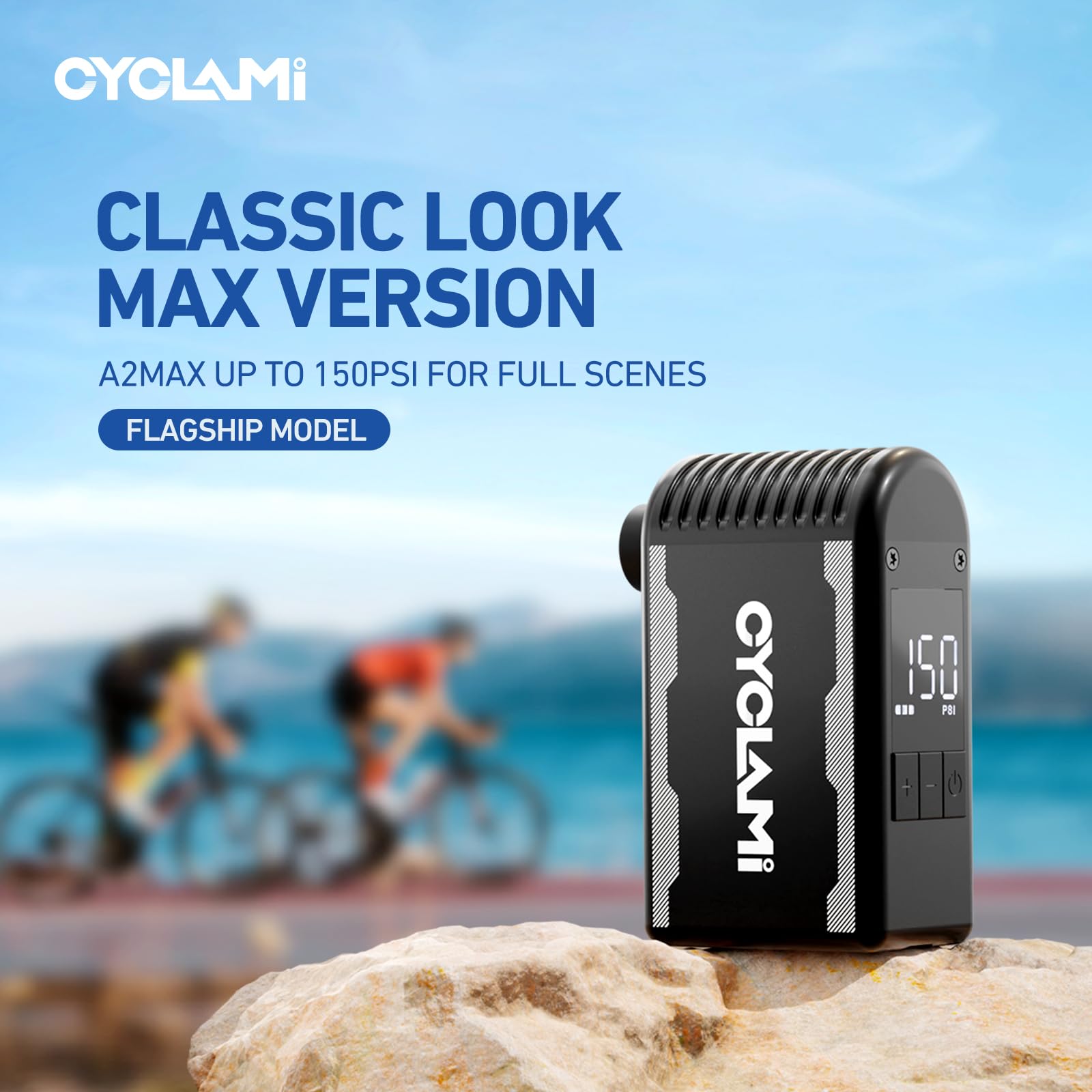 A2MAX Pompa Bici con Manometro Digitale Max 150 PSI Mini Pompa Pneumatici Per Bici Auto Stop Ricaricabile Pompa Elettrica Per Bicicletta con Valvola Presta e Schrader Mountain bike e Road Bike