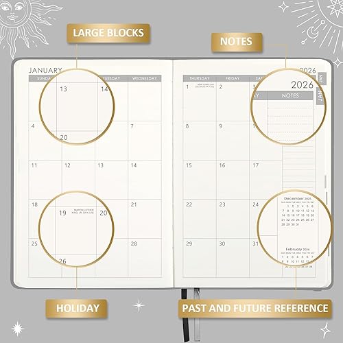 Miniatura 3 de Agenda 2022-2023 Agenda semanal y mensual para 18 meses, 2022 x 2023, julio 2022 a diciembre 2023, 5.75 x 8.25 pulgadas, cuero sintético suave con