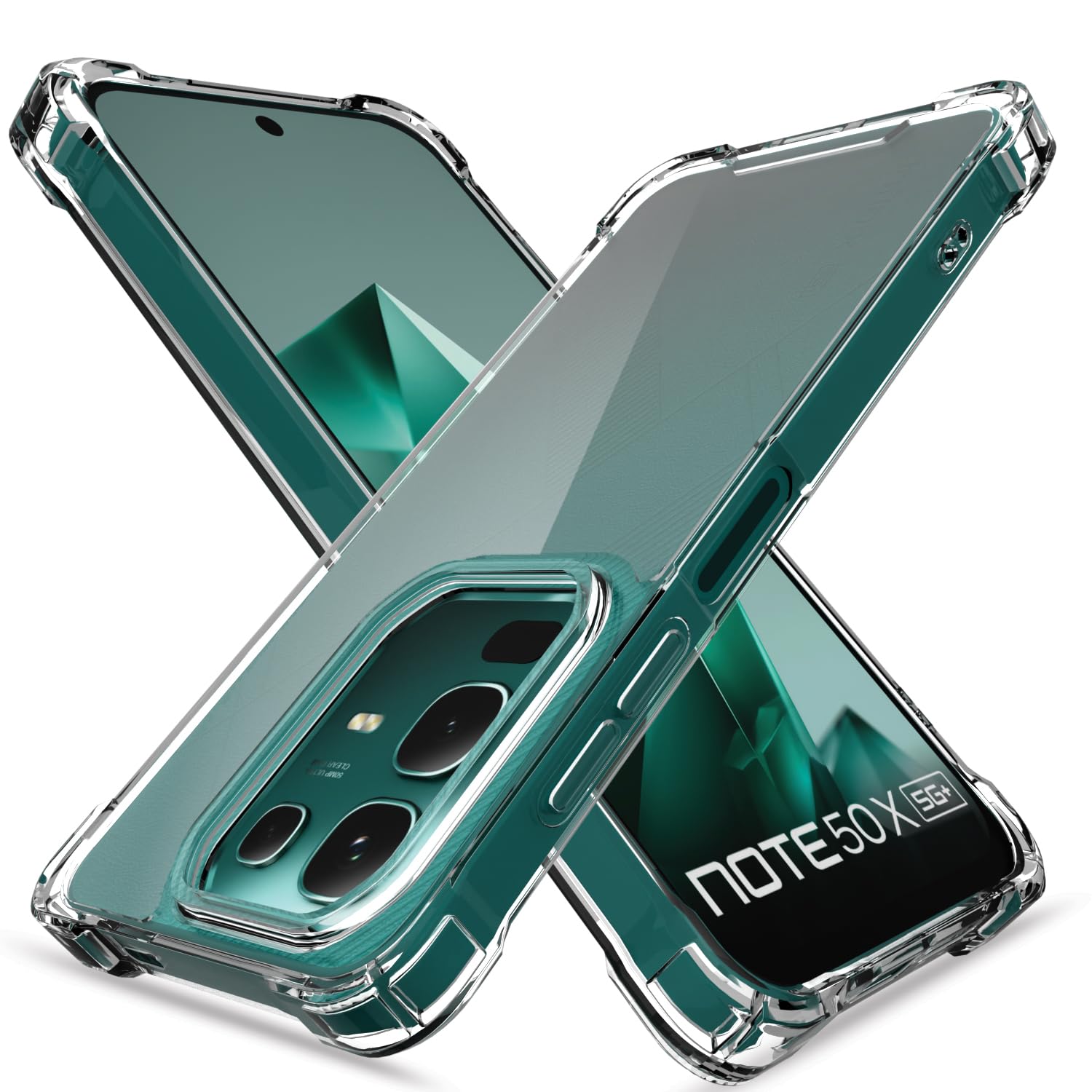 Amazon Basics Back Cover for Infinix Note 50x 5G PC + TPU Clear Transparent Raised Edges Shockproof Protective Phone Bumper Case(Transparent)
