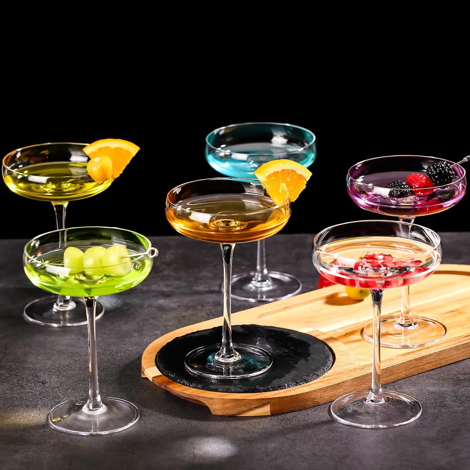 Physkoa Coupe Glasses Set of 67 ounce, Crystal, Hand