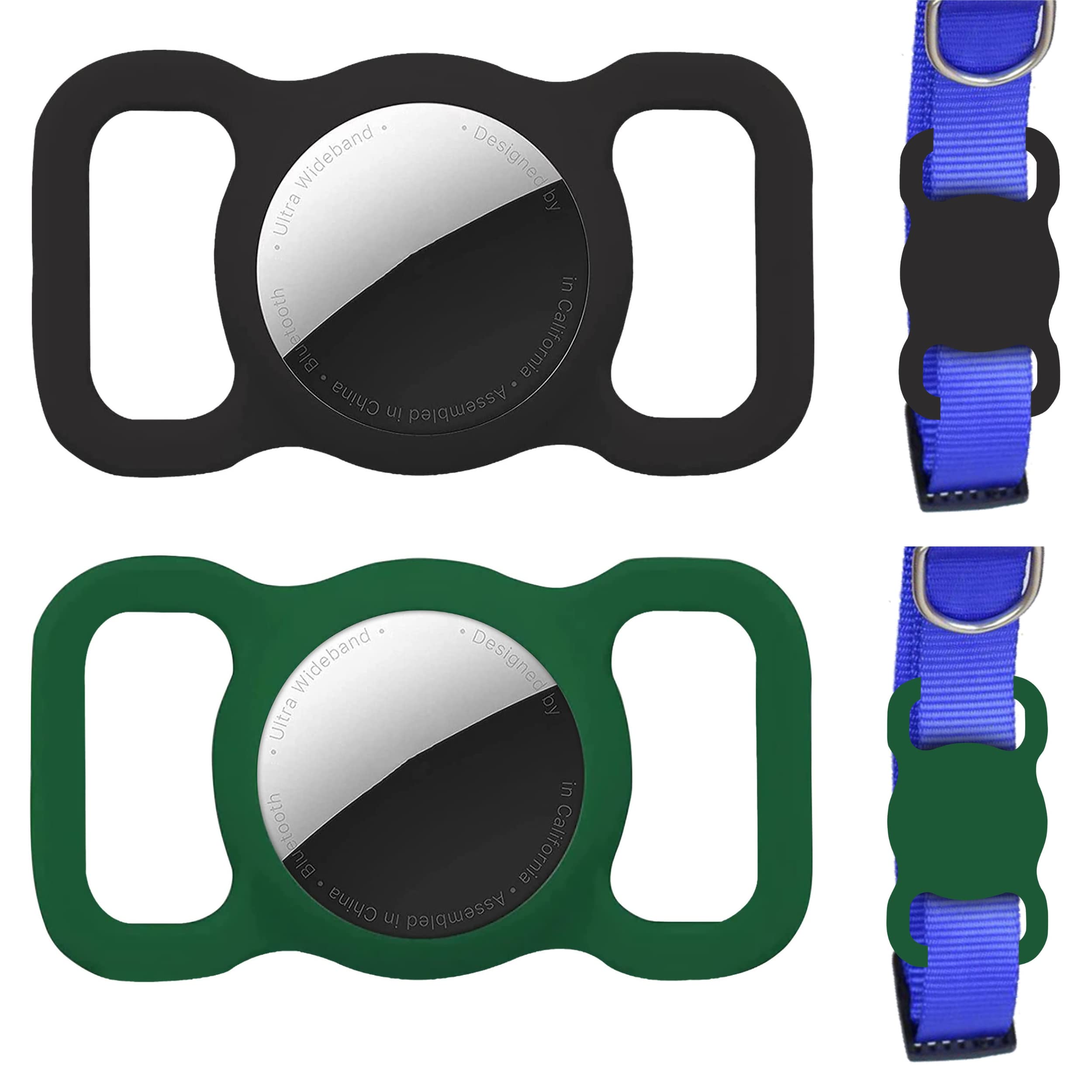 Squif Pack of 2 Airtag Cases for Pets, Dogs | Airtag Case Cover with Pet Collar | Protective Silicone Case with Collar Compatible with Airtag (Black_Green) (B0B75L8WLN) Amazon Price History, Amazon Price Tracker