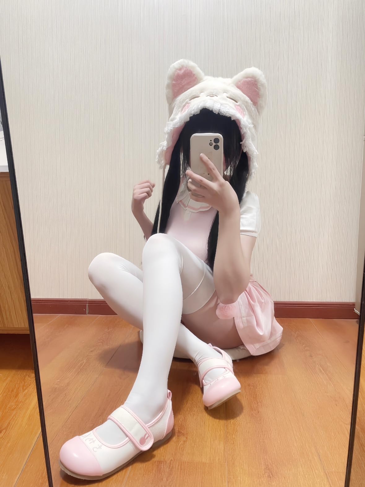 Japanese Casual Lolita Shoes, Cute Mary Jane Flats Rabbit Inspired Shoes: 7.5 Pink